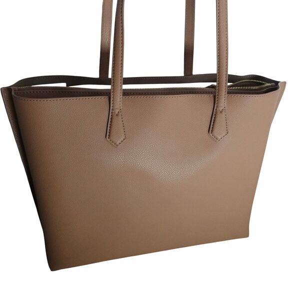 NWOT Quince Italian Leather Triple Compartment Shopper Tote Cappuccino Brown - Picture 5 of 12